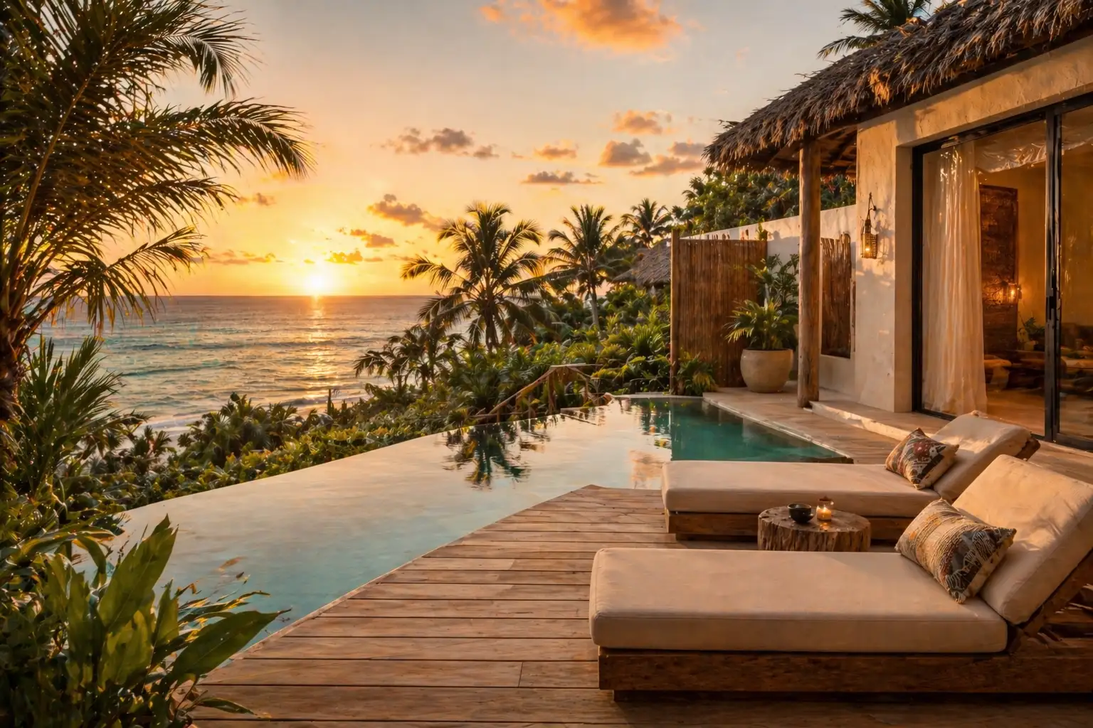 Suite con piscina desbordante privada, hotel Brisa Caribe Tulum Quintana Roo