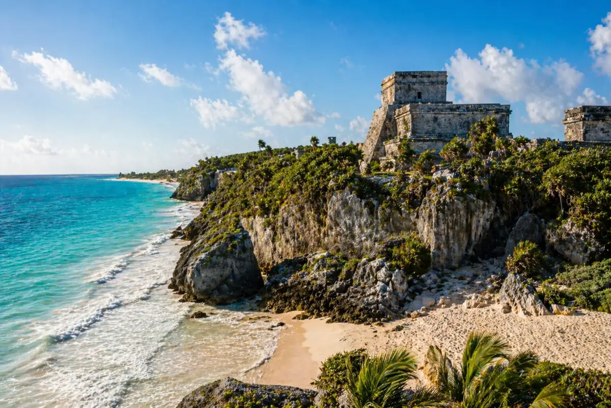 Ruinas mayas de Tulum con vista al Mar Caribe, Quintana Roo, México